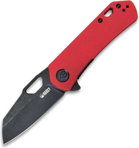 skladací nôž Kubey Duroc, čierna stonewash čepeľ AUS-10, červená rukoväť G10, klip