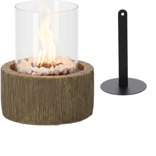 Stolový biokr b s imitáciou dreva a bielymi kamienkami 20 × 20 × 25 cm