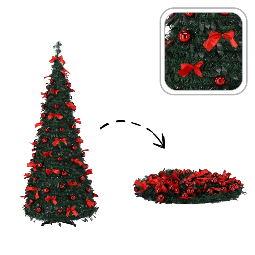 Skladací umelý vianočný stromček Nina 150 cm so 100 LED osvetlením - 1 kus