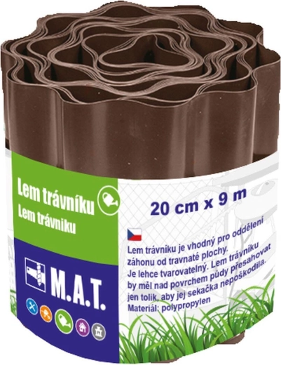 Plastový lem trávnika 20 cm × 9 m, hnedý
