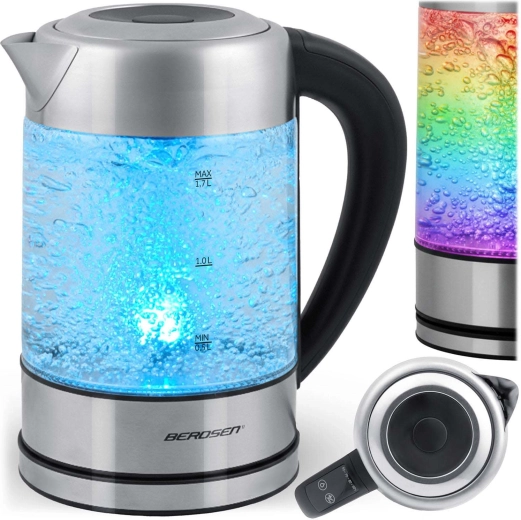 Sklenená rýchlovarná kanvica s reguláciou teploty 1,7 l 2200 W BERDSEN