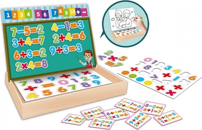 Edukačné magnetické puzzle číslice v drevenej krabičke