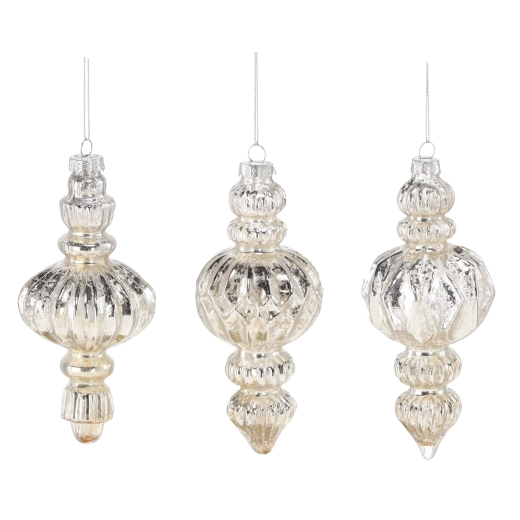 Sklenená vianočná ozdoba v šampanskej farbe, rôzne vzory