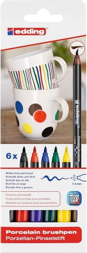 Porcelánové štetčekové popisovače edding 4200, sada 6 farieb