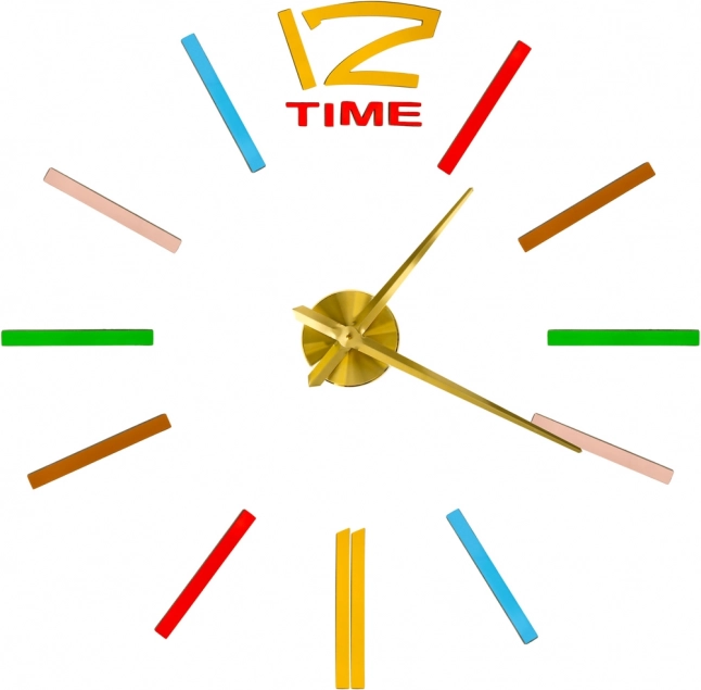 Nástenné nalepovacie hodiny DIY s nastaviteľným priemerom, zlaté ručičky, farebné značky