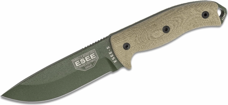 Vonkajší nôž ESEE Model 5, 13,3 cm, zelený, Micarta, púzdro Kydex