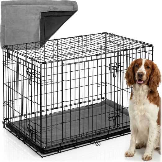 Kovová prepravná klietka pre psa s matracom 91 × 57 × 62 cm, veľkosť M