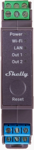 Dvojkanálové relé Shelly Pro 2 na DIN lištu s WiFi a LAN