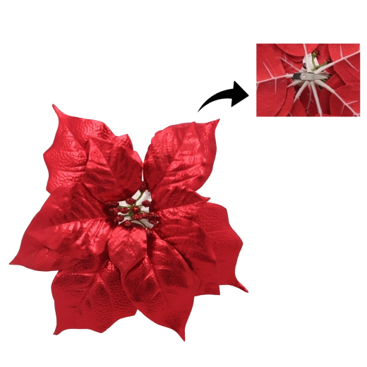 Umelá vianočná hviezda 25 cm na klipse – červená, sada 12 ks