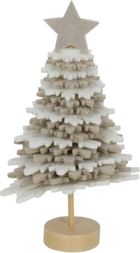 Vianočná dekorácia stromček 16 cm – biela/béžová