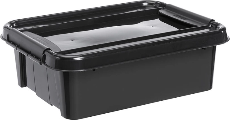 Úložný box 21 l s vekom, čierny, recyklovaný plast