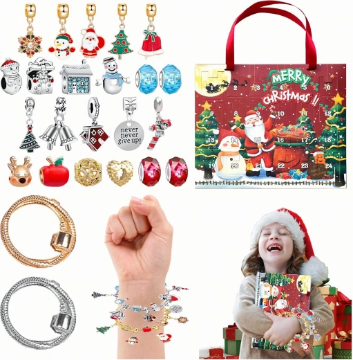Adventný kalendár s náramkom a príveskami na DIY tvorenie - 1 kus