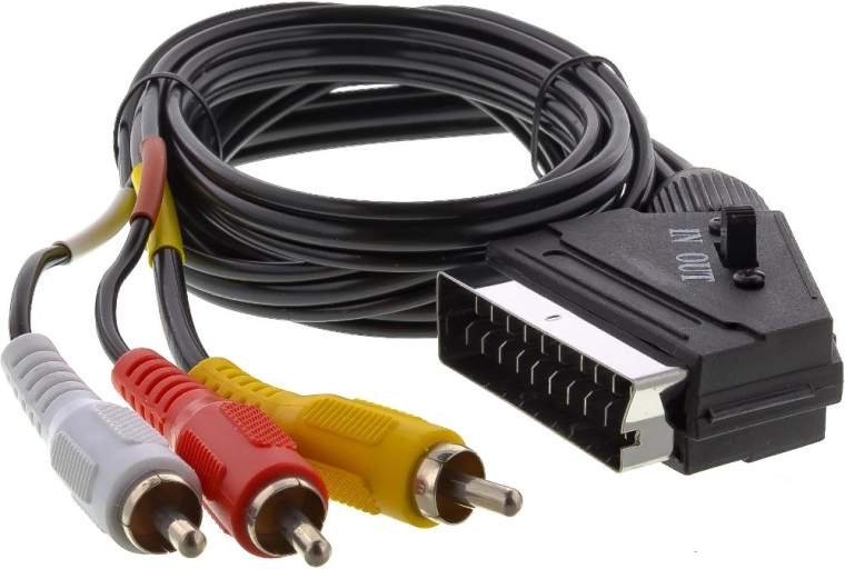 Sencor SCART kábel s 3× RCA konektormi a prepínačom, 1,5 m