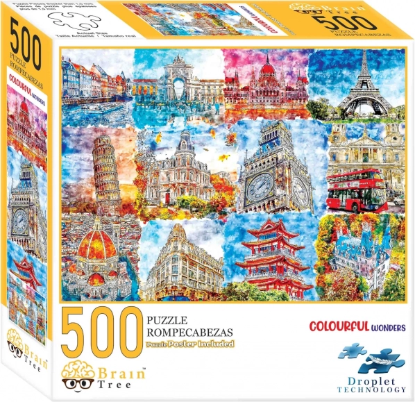 Puzzle Pamiatky vo farbách Brain Tree 500 dielikov