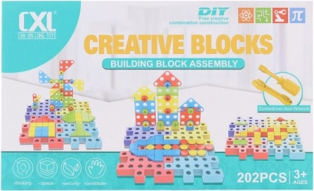 Skrutkovacia plastová stavebnica 202 dielikov