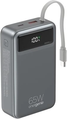 Powerbanka 20 000 mAh s integrovaným káblom, PD 65 W a LCD displejom, čierna