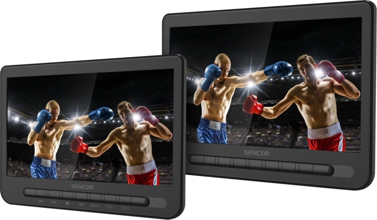 Sencor prenosný duálny DVD prehrávač s dvoma 10" LCD displejmi