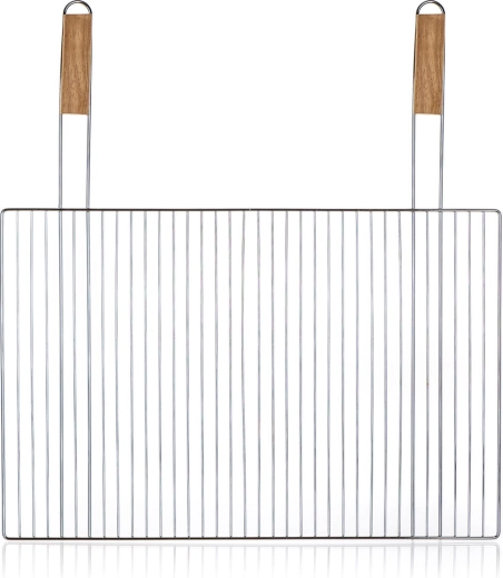 Grilovací rošt BBQ 60 × 40 cm s drevenými rukoväťami