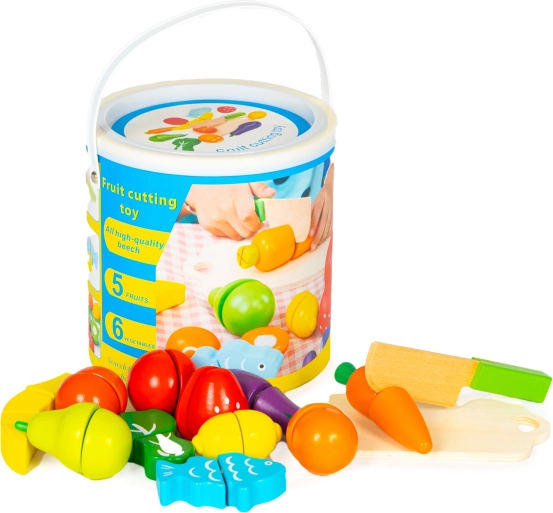 Drevené ovocie a zelenina na krájanie – 13 dielov