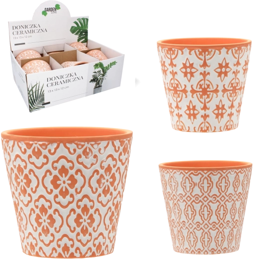 Keramický kvetináč 13 × 13 × 12 cm, mix vzorov