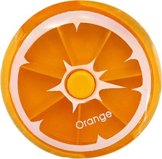 Okrúhly dávkovač na lieky s motívom pomaranča 9 × 2,5 cm