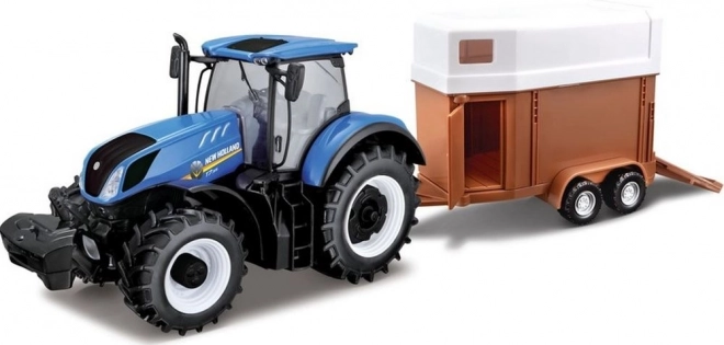 Bburago Farmársky Traktor New Holland s prívesom pre kone