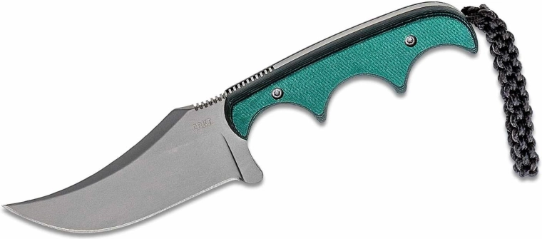 CRKT Minimalist Persian – malý krčný nôž 7 cm, zelený, Micarta, puzdro z polypropylénu