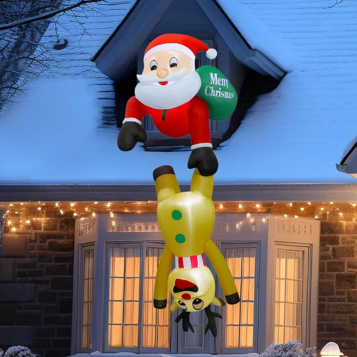 Nafukovací svätý Mikuláš so sobom 2,1 m s LED osvetlením