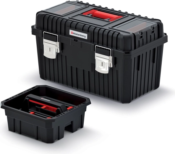 Kufor na náradie s kovovými zámkami HEAVY 585 × 360 × 337 mm, čierny