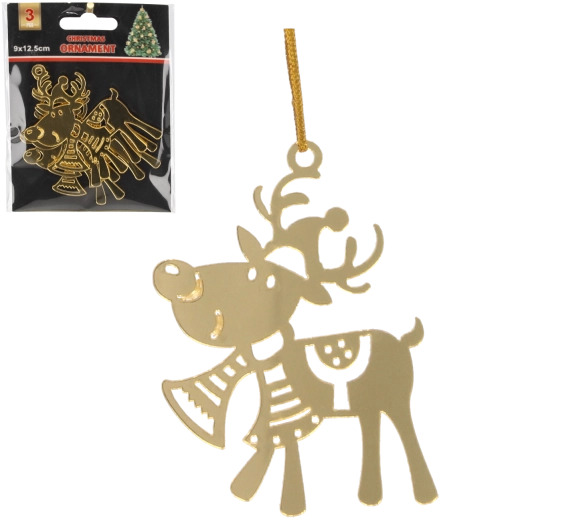 Sada vianočných ozdôb zlatí sobi 3 ks