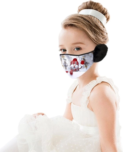 Detská vianočná maska s uškami - Snehuliak