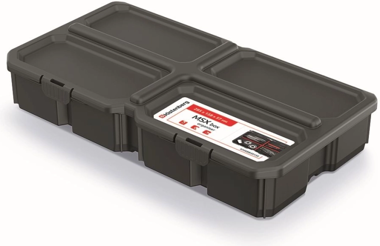 Organizér na náradie MSX Box, čierny, 28,5 × 15,8 × 5,7 cm