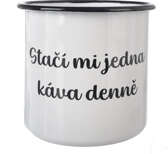 Smaltovaný hrnček Jedna káva 1 l biely