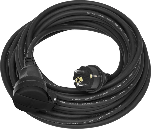 Predlžovací prívod 10 m IP44, gumový kábel H07RN-F 3×1,5 mm²