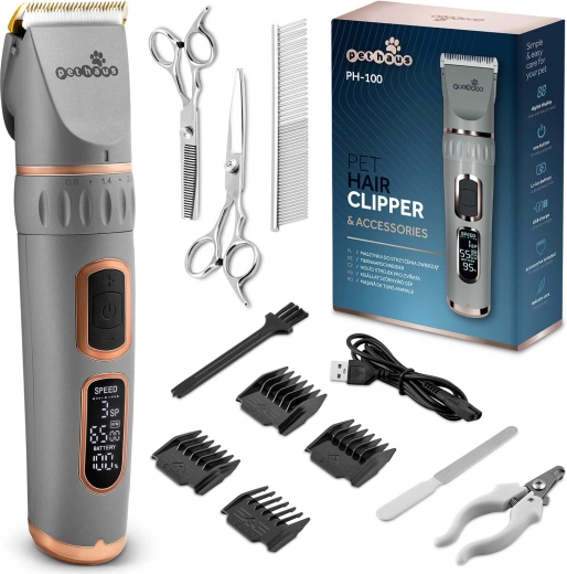 Strihací strojček pre zvieratá Pethaus PH-100 sivý