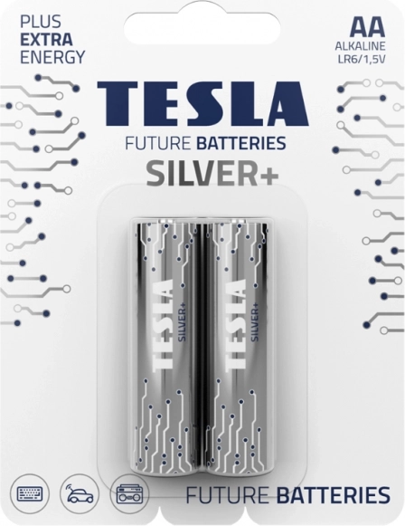 Alkalické batérie Tesla Silver+ LR6 AA 2 ks