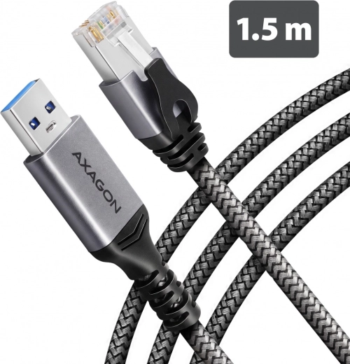 AXAGON USB-A gigabitový ethernetový adaptér s integrovaným káblom CAT6 RJ-45 s dĺžkou 1,5 m