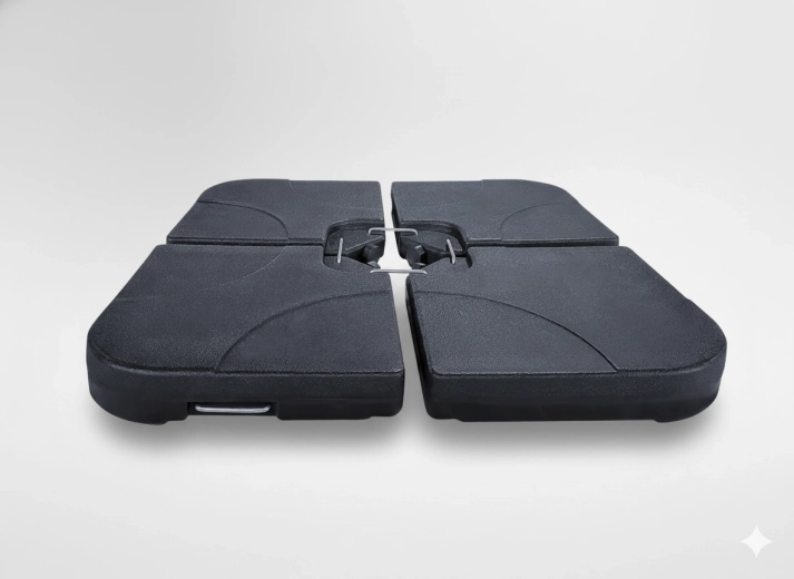 Závažie k záhradnému slnečníku, 4-dielna základňa 50 × 50 × 7,5 cm, čierna