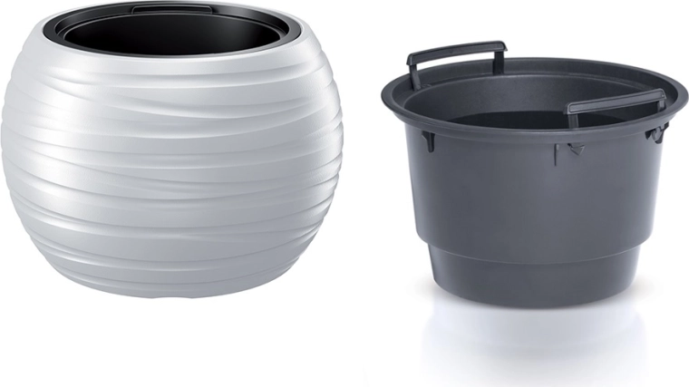 Kvetináč Maze okrúhly s vložkou 39,6 cm biely