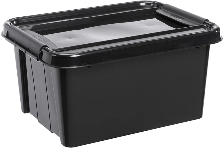Úložný box s vekom 32 l z recyklovaného plastu, čierny