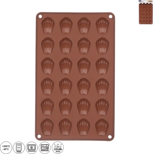 Silikónová forma na mini mušličky 24 ks hnedá