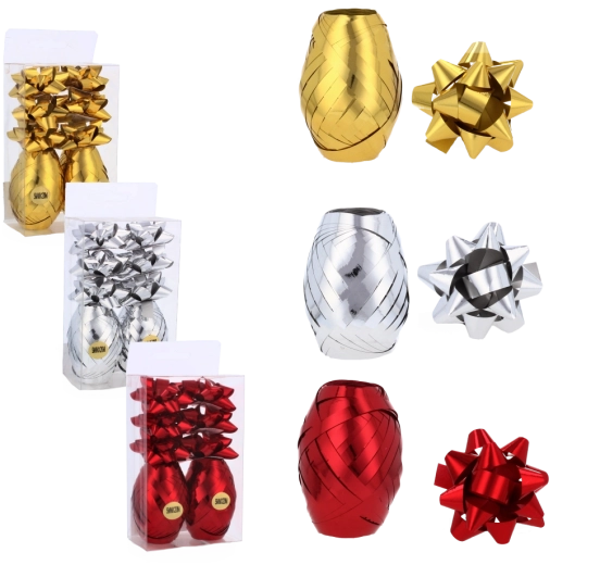 Sada na balenie darčekov – stuha a mašličky 6 cm