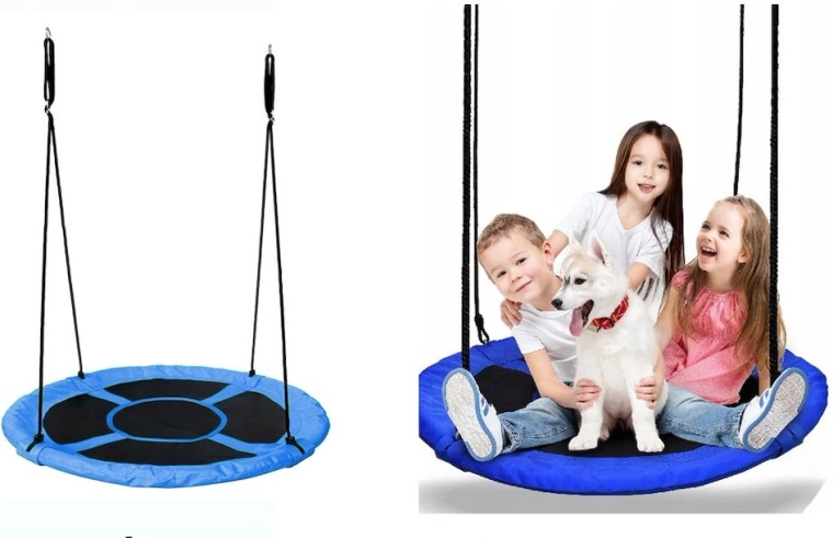 Skladací hojdací kruh modro-čierny 102 cm