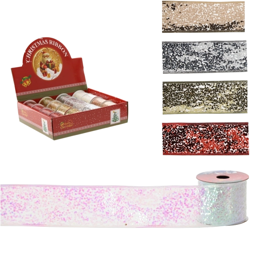 Vianočná dekoratívna stuha 6,3 × 270 cm – mix farieb