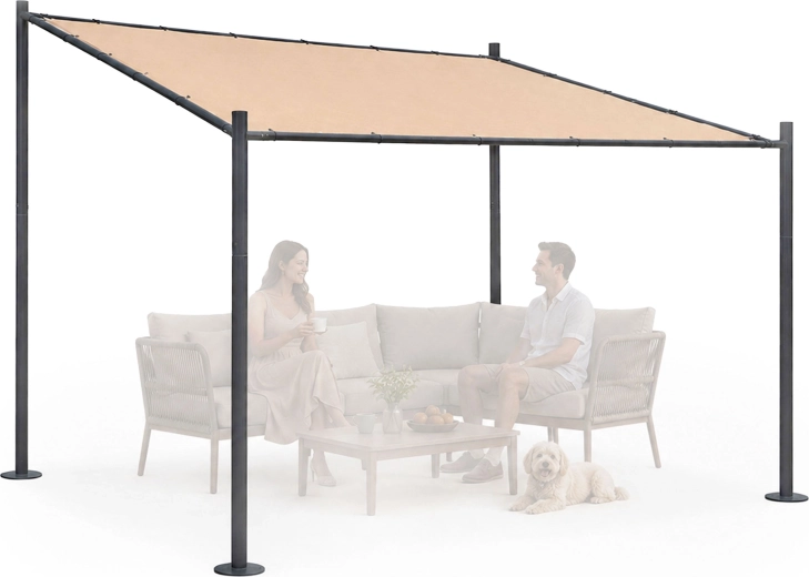 Multigarden záhradná pergola 3 × 3 m s oceľovou konštrukciou, béžová