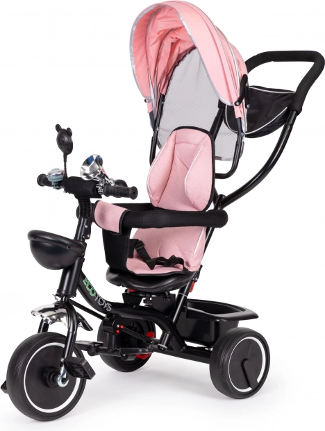 Detská trojkolka s otočným sedadlom a strieškou, ružová, ECOTOYS