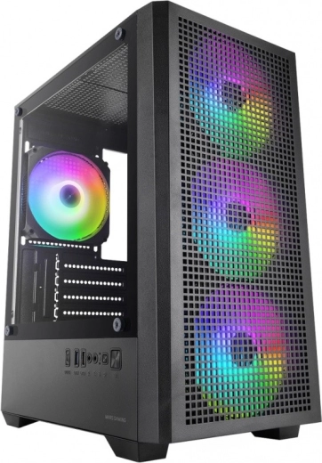 Mars gaming MC-Vector čierna mATX skrinka so 4× ARGB ventilátormi