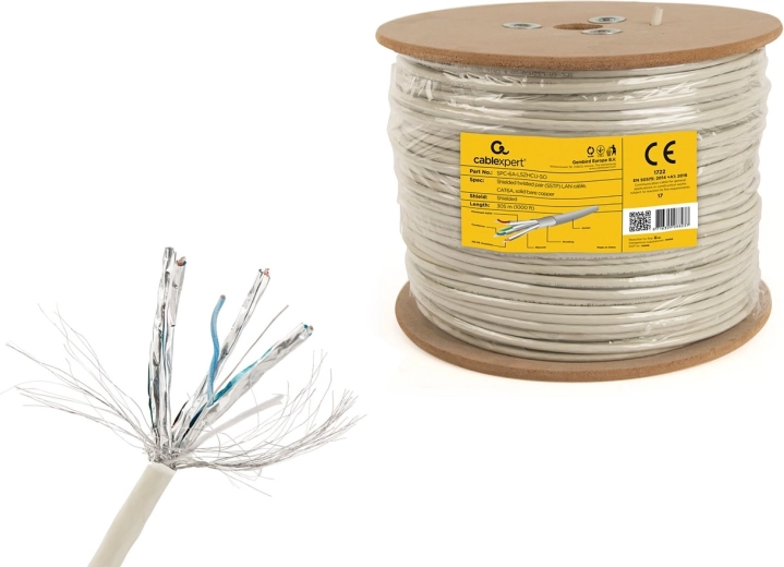 Cablexpert tienený LAN kábel S/FTP Cat 6A LSZH 305 m (plný vodič)