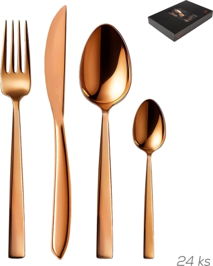 Súprava medených príborov Orion Copper pre 6 osôb – 24 ks