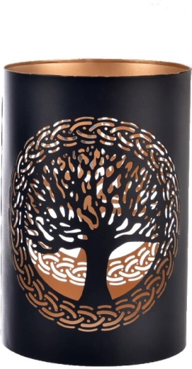 Kovový svietnik TREE čierno-zlatý 18 cm